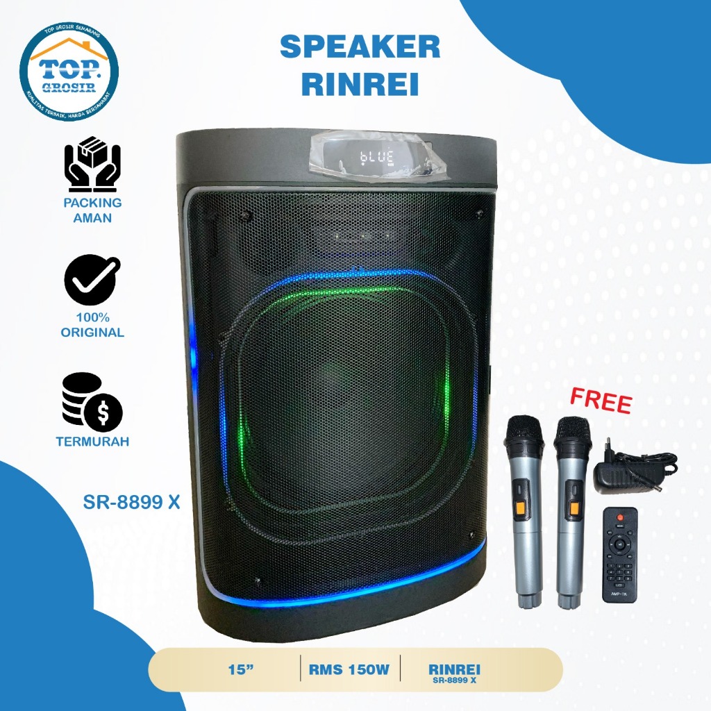 PROMO SPEAKER BLUETOOTH SPEAKER PORTABLE RINREI SR-8899 X/SR 8899 X/ SR8899X  UKURAN 15INCH TERMURAH