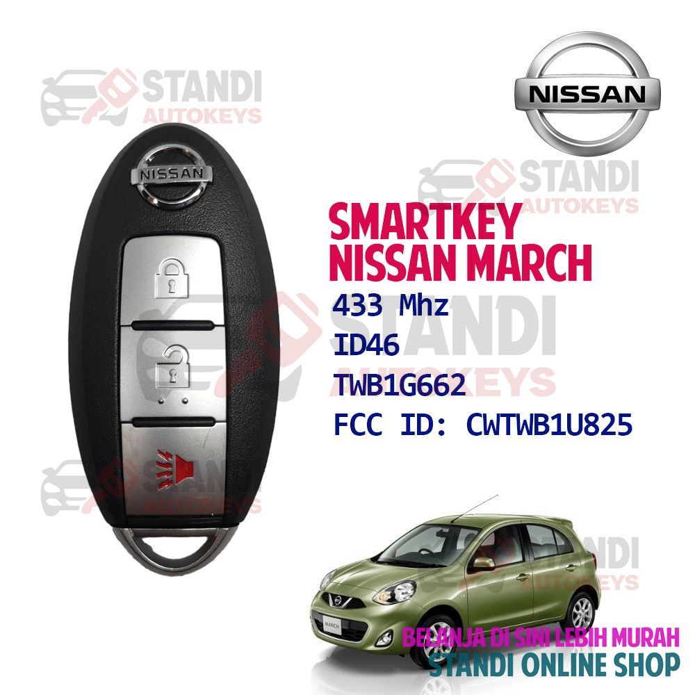 Remote Set Komplit Kunci Smartkey Keyless Nissan March OEM 433 Mhz