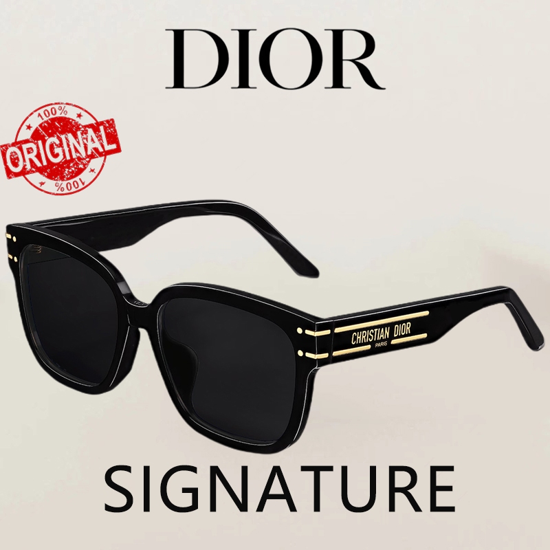【100%  Original】Kacamata Hitam Christian Dior Paris Sunglasses SIGNATURE D2304 Polished Black Grey W