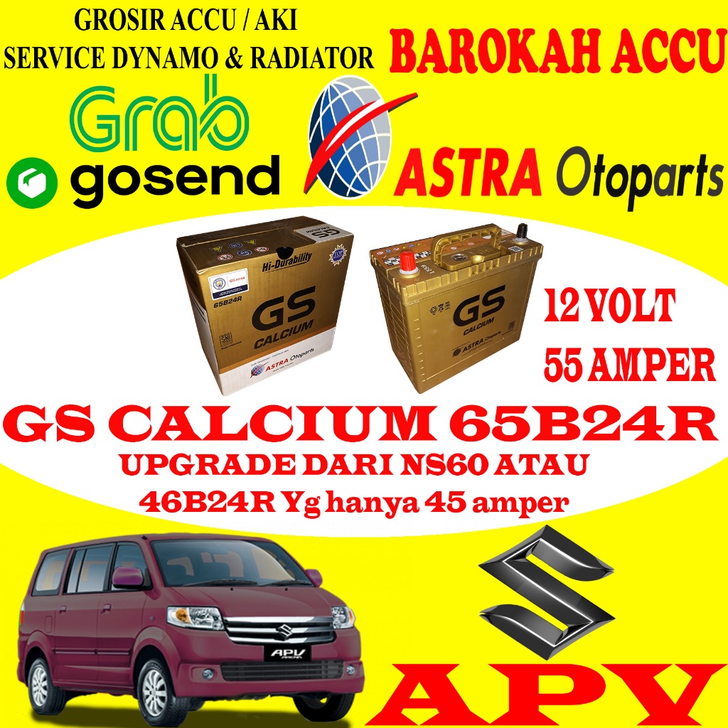 AKI MOBIL SUZUKI APV GS CALCIUM 65B24R , 55 AH ASTRA OTOPARTS