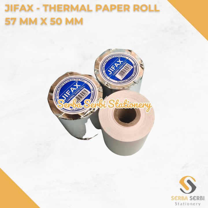 

GROSIR (1 BIJI) JIFAX - THERMAL PAPER ROLL / TELSTRUK / KERTAS STRUK KASIR 57 MM X 50 MM / 57X50 MM / 58 MM X 50 MM / 58X50 MM