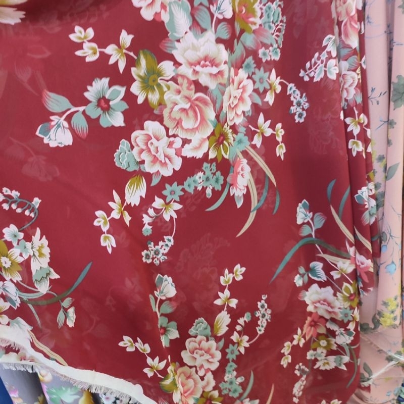 Kain Ceruty Motif  | Bahan Ceruti motif premium N - kain terkini - blouse - tunik