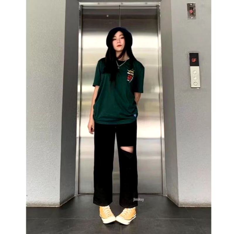 HIGHWAIST KULOT JEANS RIPPEDS SOBEK LUTUT KEKINIAN CELANA BOYFRIEND DENIM JEANS LUTUT SOBEK TERMURAH