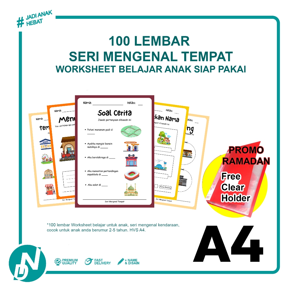 

Paket 100 Lembar Worksheet Belajar Anak Siap Pakai - Seri Mengenal Tempat (A4)