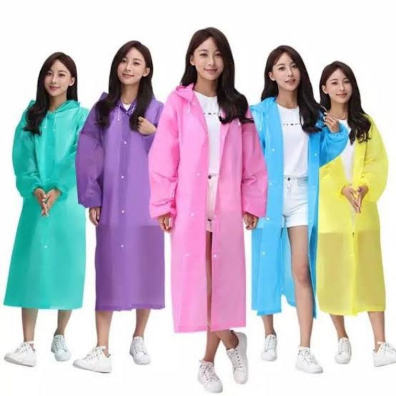 Jas Hujan Tebal Model Poncho Waterproof Bahan EVA Jas Hujan Transparan