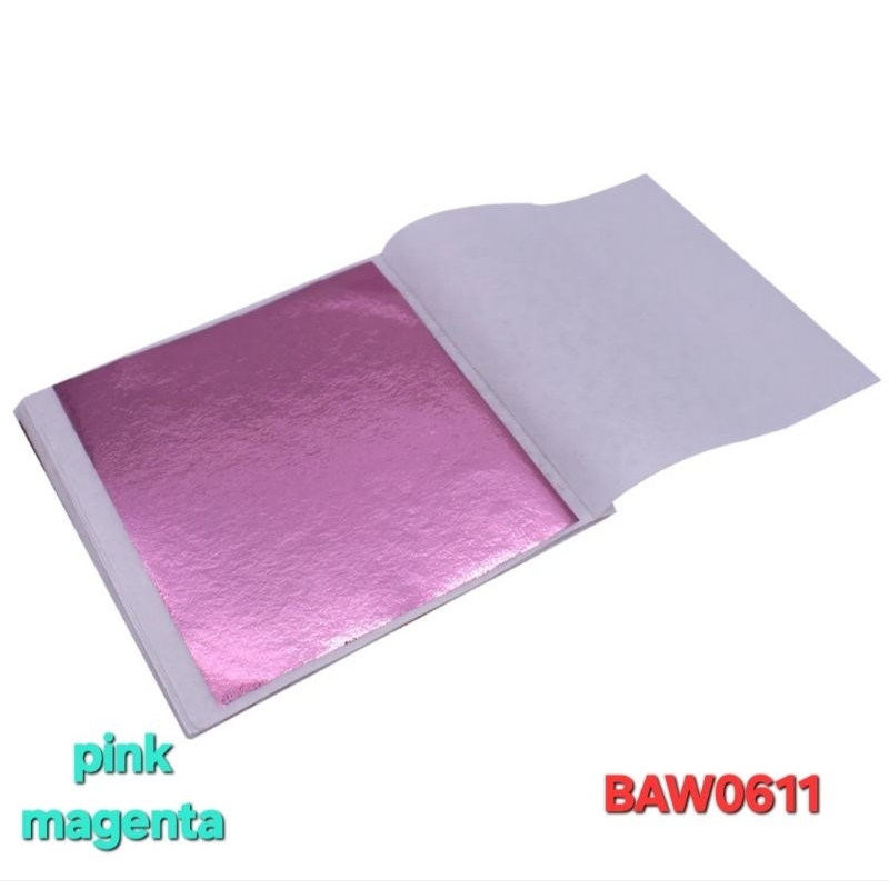 

kertas prada foil gilding sheet warna pink magenta Ukuran 9 X 9 cm isi 10 lembar