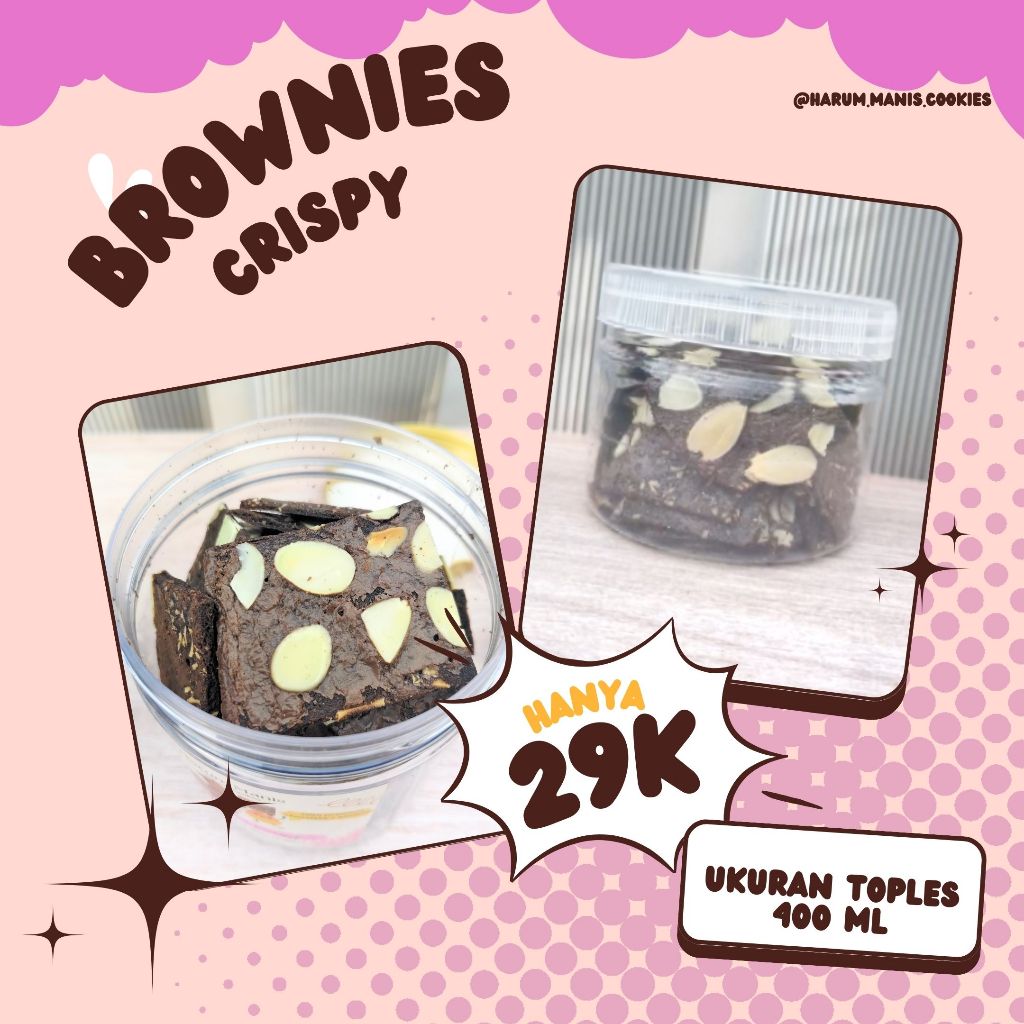 

Brownies Crispy Renyah Topping Almond dan Cheddar Cheese Small