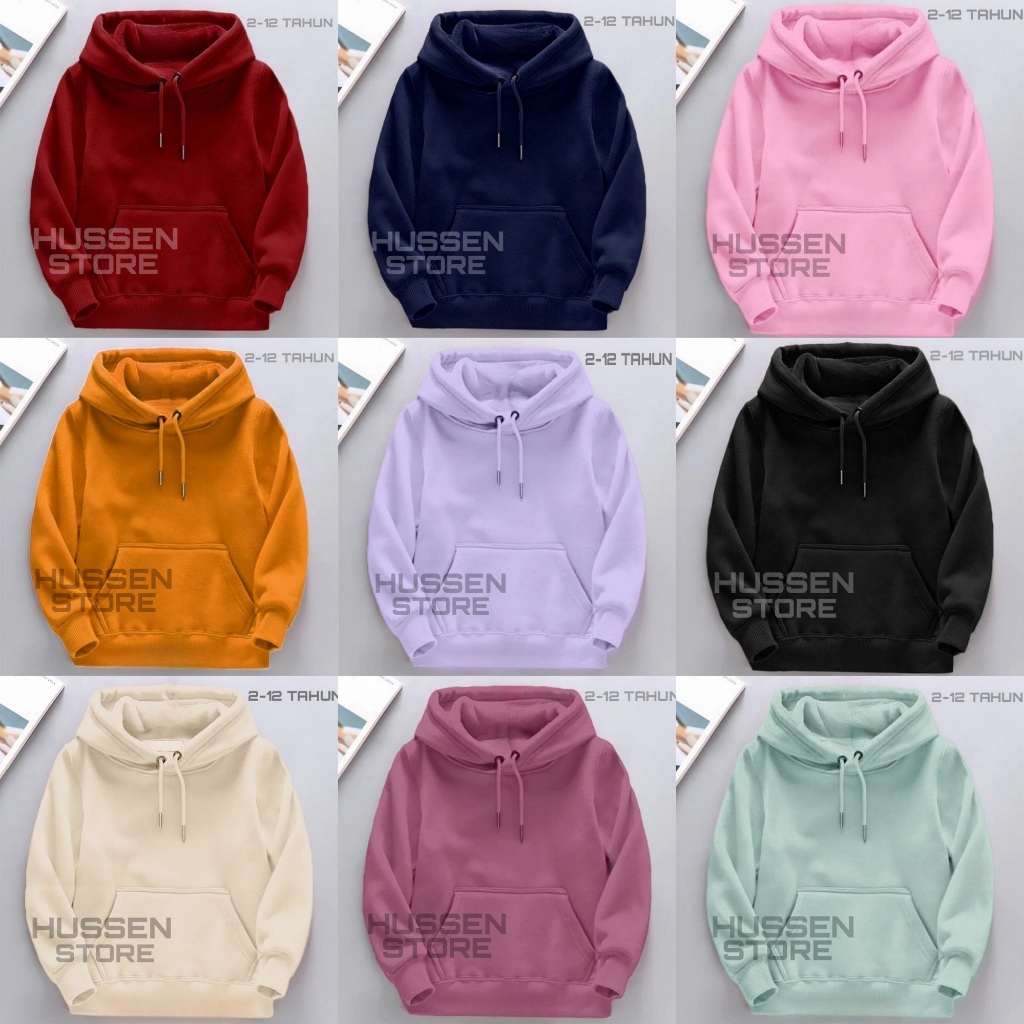 Sweater Hoodie Polos Anak Laki Laki Perempuan Umur 1-14 Tahun