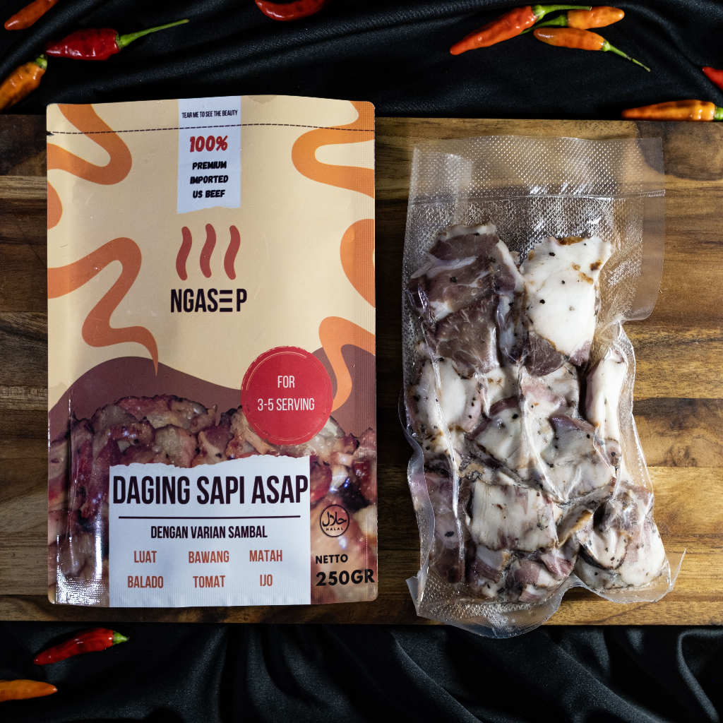 

Ngasep Sei Sapi / Daging Asap 250 Gram Frozen Sambal Luat