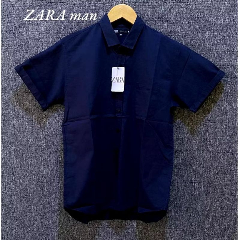 Kemeja Zara Pria Lengan pendek katun polos| kemeja katun cowok polos kekinian
