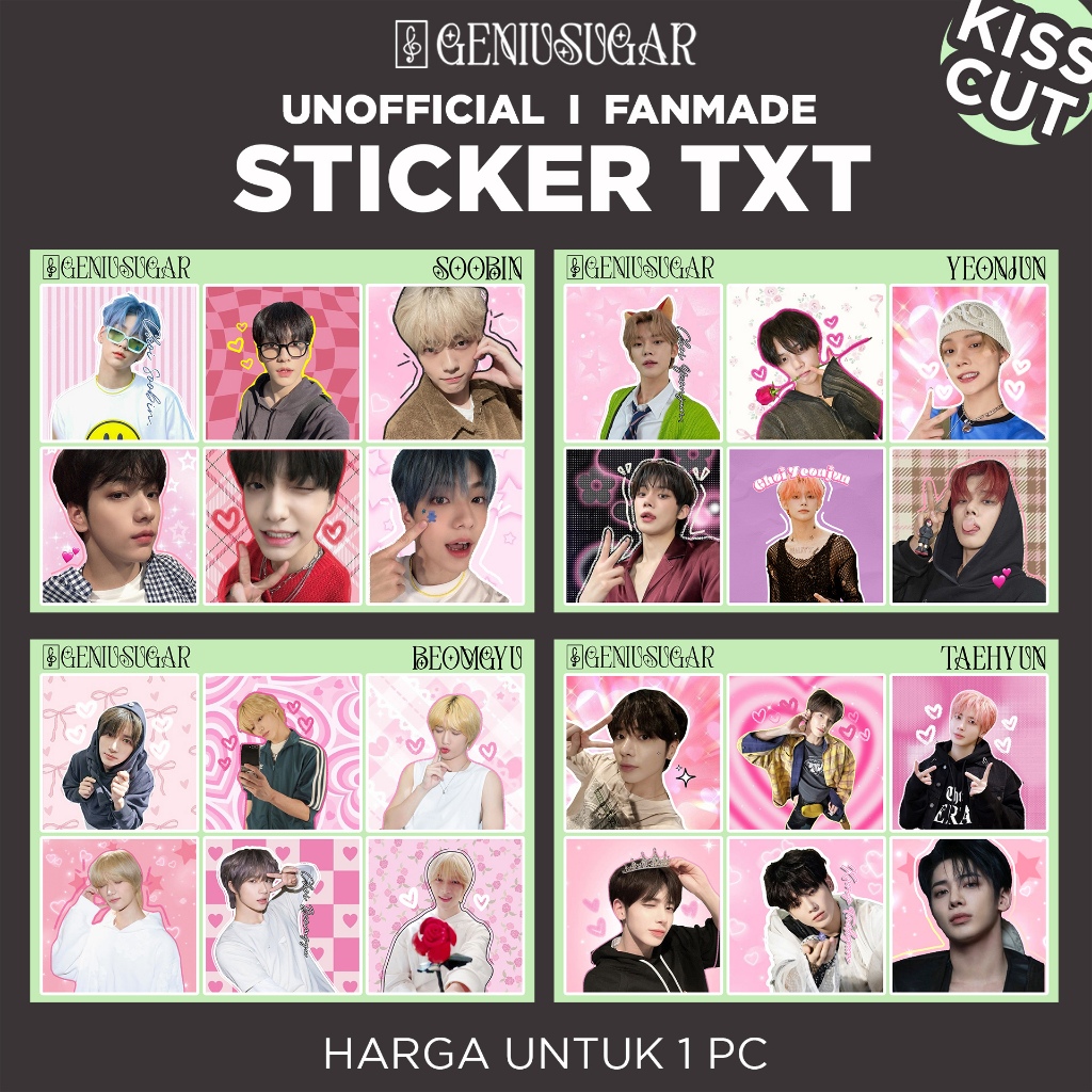 

[PERSEGI TXT] STICKER KISS CUT SELKOR DECO KPOP