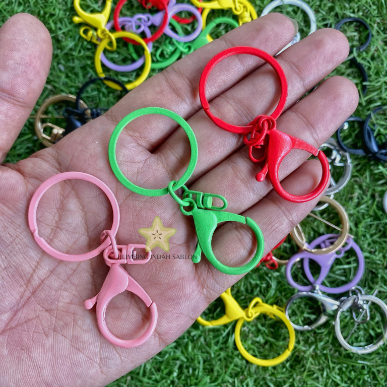 Colorful Gantungan Kunci Premium Kait Lobster 2 in 1 Warna Warni Karakter Hook Double Ring Pengait C