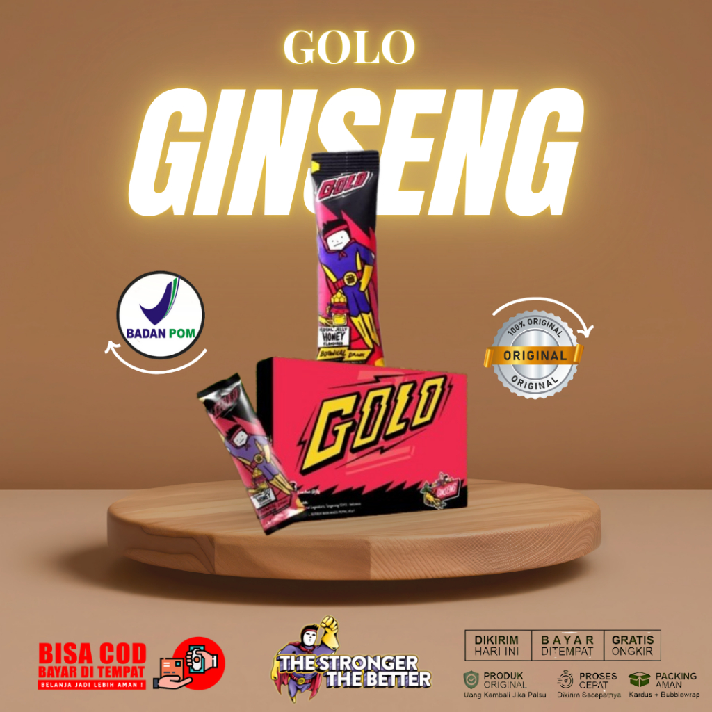 

Golo Ginseng Botanical Drink Original Varian Rasa Banana & Honey | Golo Gingseng 1 Box Isi 5
