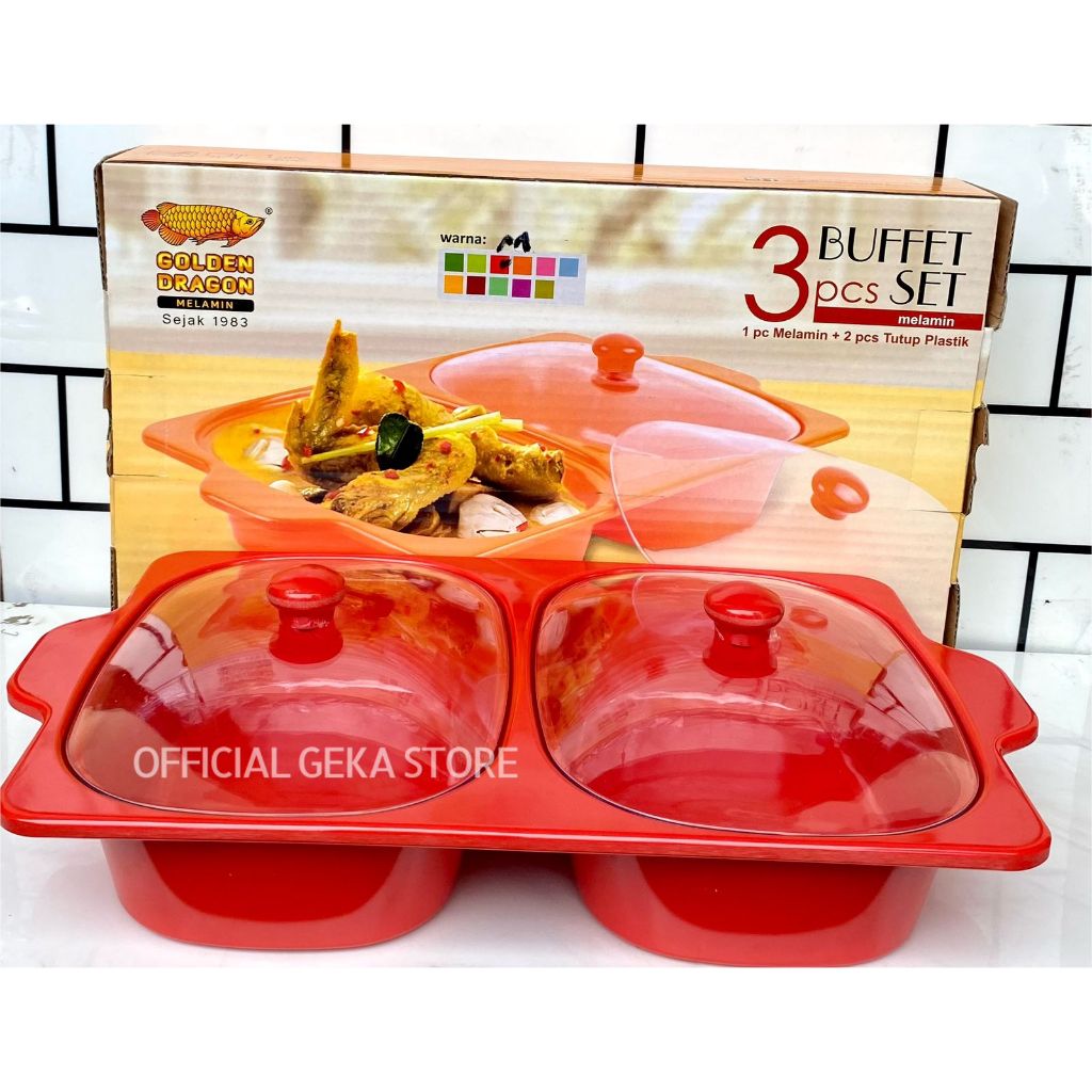 1 SET PRASMANAN MELAMINE GOLDEN DRAGON DOUBLE BOX