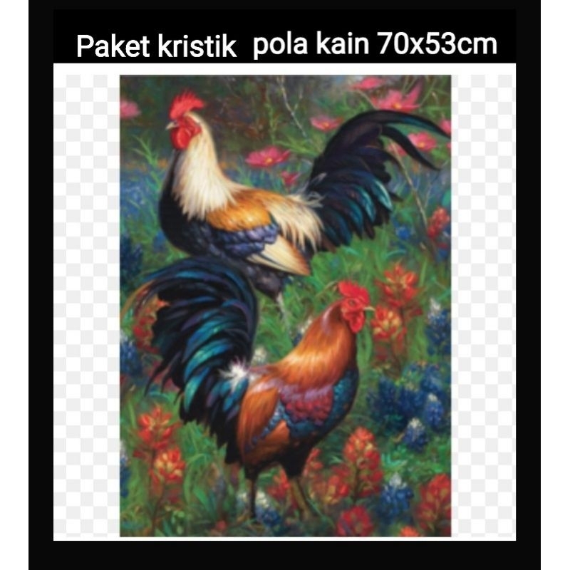 DIY Paket kristik ayam jago jumbo full pola kain cross stitch 11ct embroidery kerajinan tangan craft