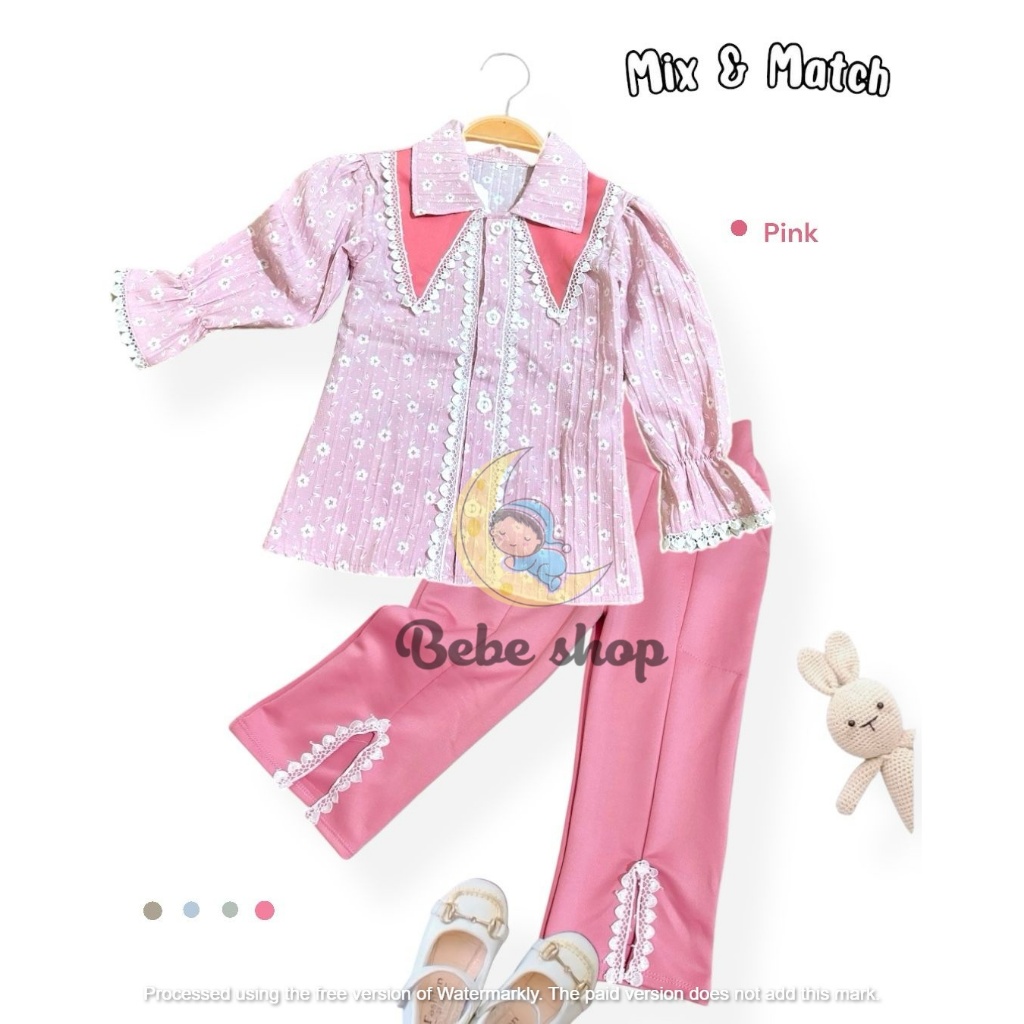 Satuset Cewek Setcelan Bju Rok Usia 7-14 Thn Buju Celana 2In1 Lebaran Hari Raya Perempuan Remaja Bsj