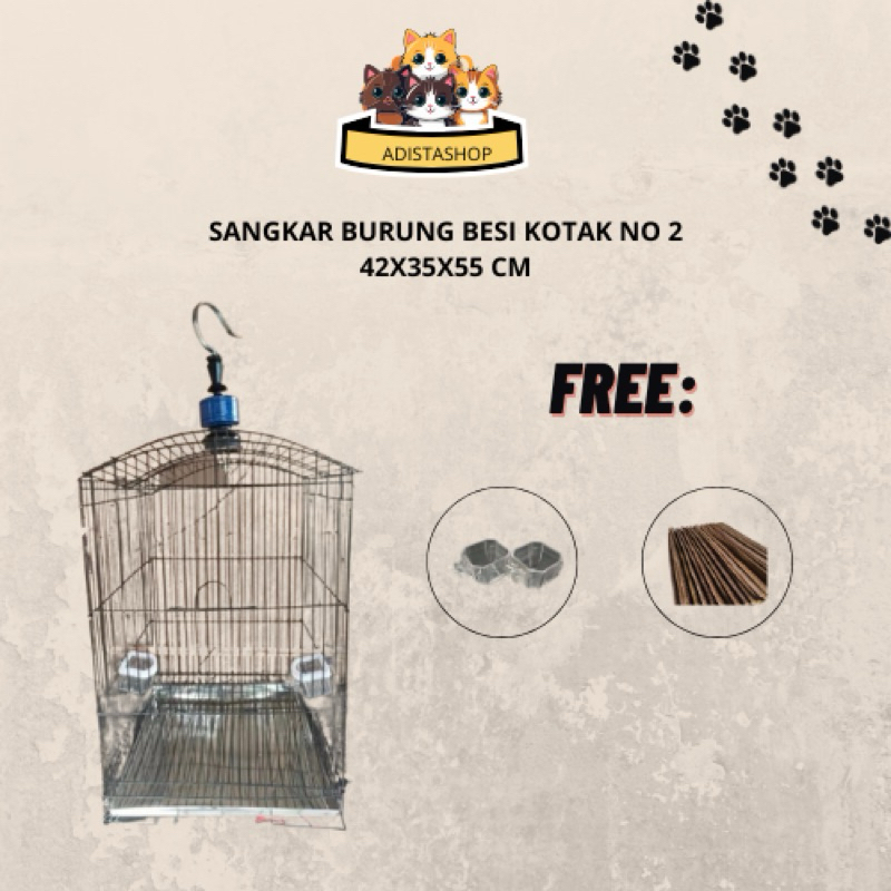 SANGKAR KANDANG BURUNG BESI KOTAK NO.2