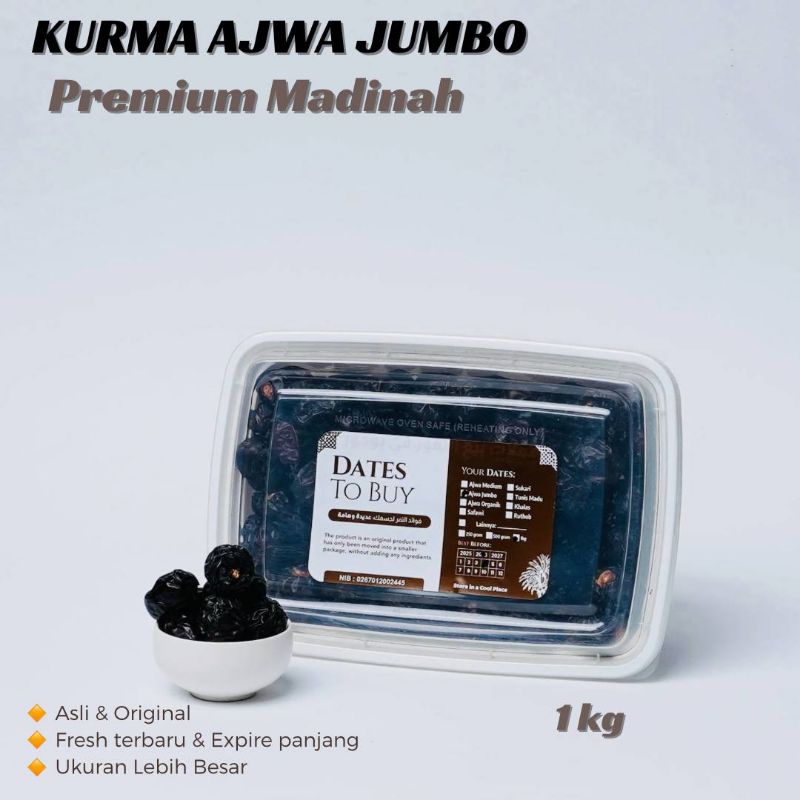 

Kurma Nabi Kurma Ajwa Jumbo Premium Madinah (Repack) 1kg