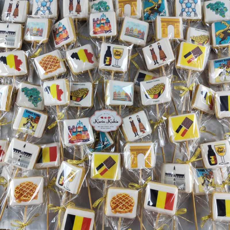 

souvenir kukis edible foto tema belgia (minimal order 25 pcs)