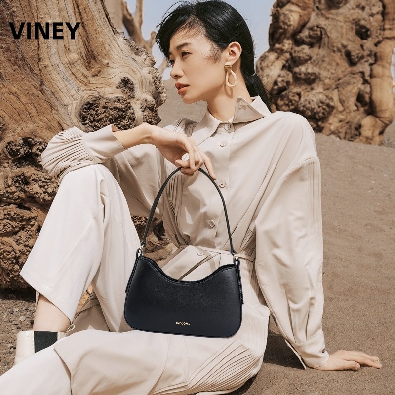 VINEY Tas Bahu Wanita Kekinian Irene Brown - Shoulder Bag Mini Elegan untuk Hangout & Santai