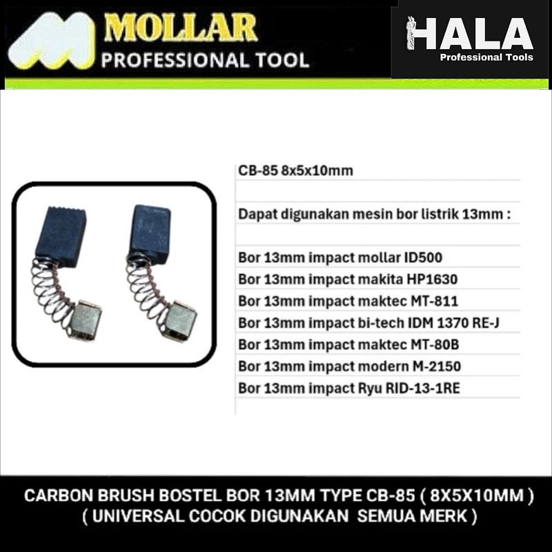 MOLLAR - CB-85 CARBON BRUSH BOSTEL BOR 13mm (UNIVERSAL) 100% ORIGINAL PART