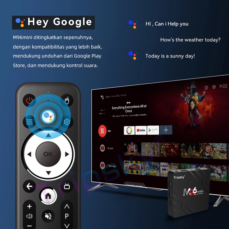BIG SALE TRIPSKY M96MINI-VOICE VERSION ANDROID TV BOX RAM 2GB ROM 16GB ANDROID TV 13 OS STB