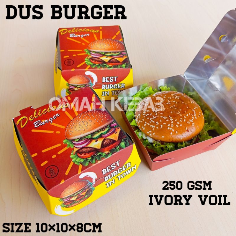 

PEMBUNGKUS BURGER 100 LEMBAR / KEMASAN BURGER / WADAH BURGER / DUS BURGER