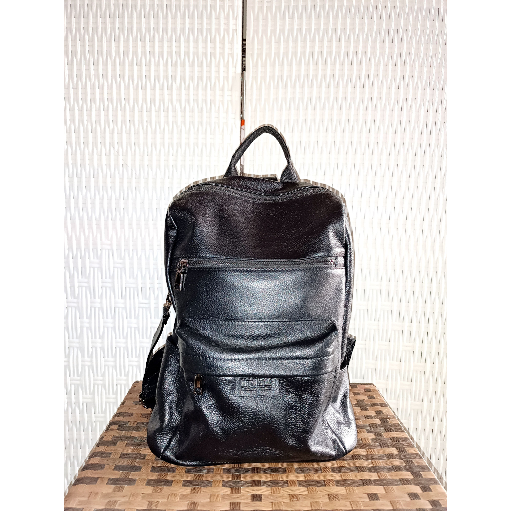 Tas Ransel Hitam Kulit Premium Pria Wanita