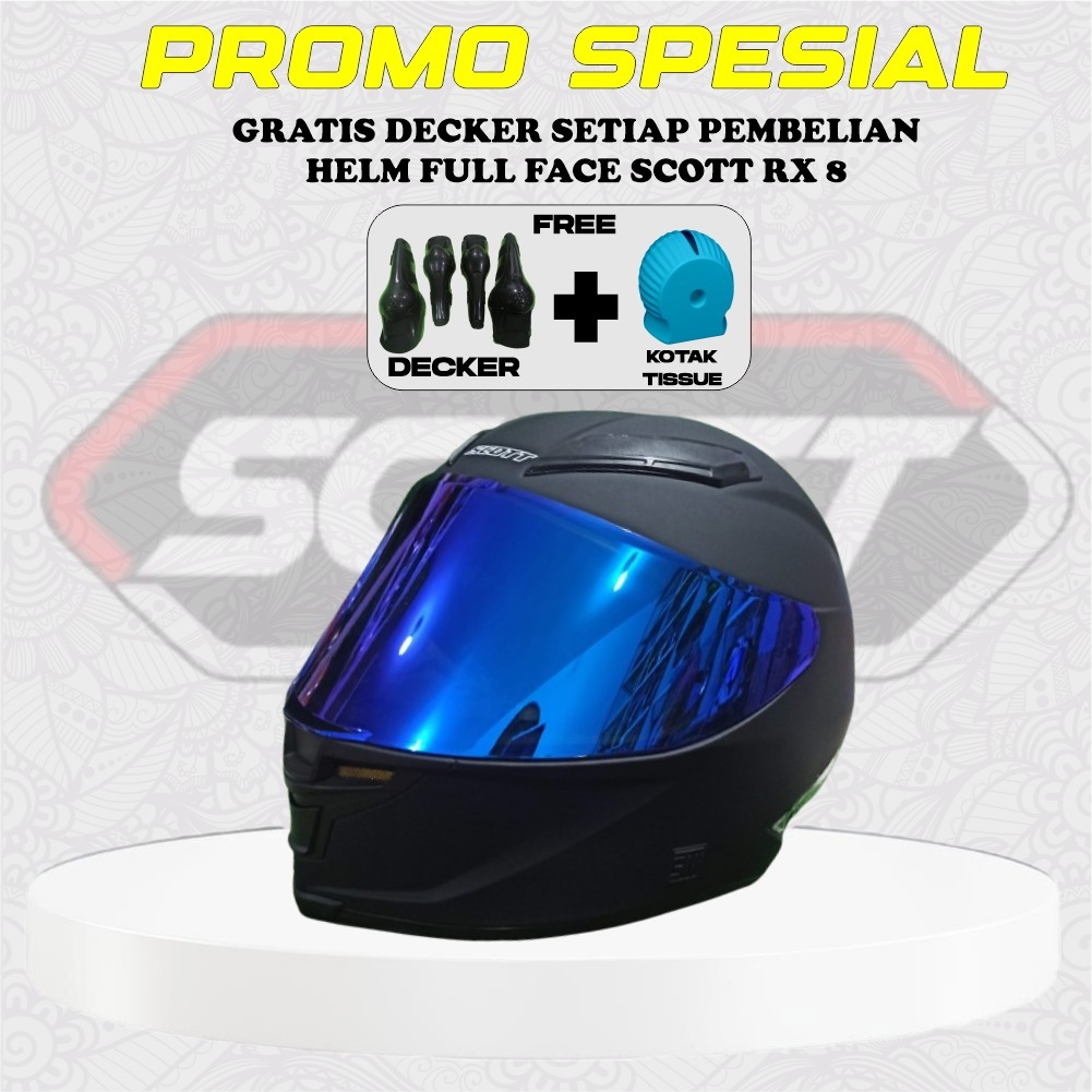 Helm Scott RX 8 PISTA / helm Full face warna polos