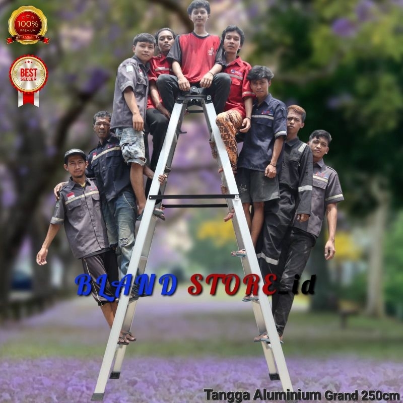 Tangga Lipat / Tangga Aluminium / tangga lipat Super Jumbo Grand Tahan Beban 500 Kg - Ukuran 250 Cm 