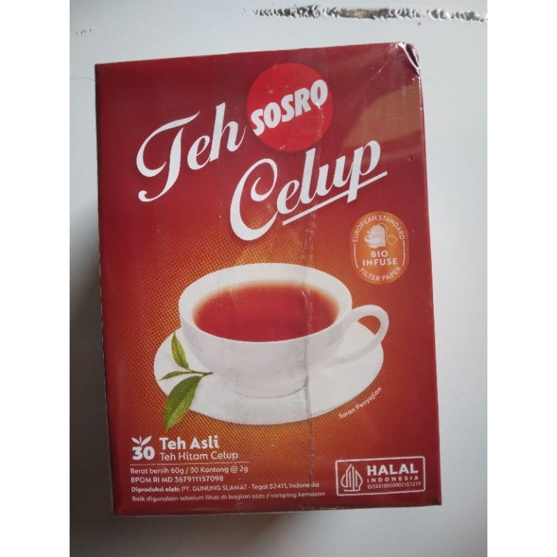 

Teh Celup Sosro Kemasan 1 Box isi 30 Teabags