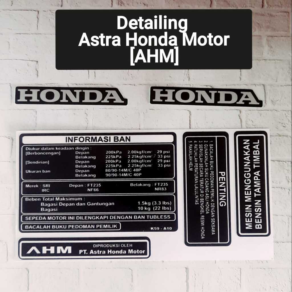 AHM STIKER DETAILING PENTING INFO BAN ASTRA HONDA MOTOR