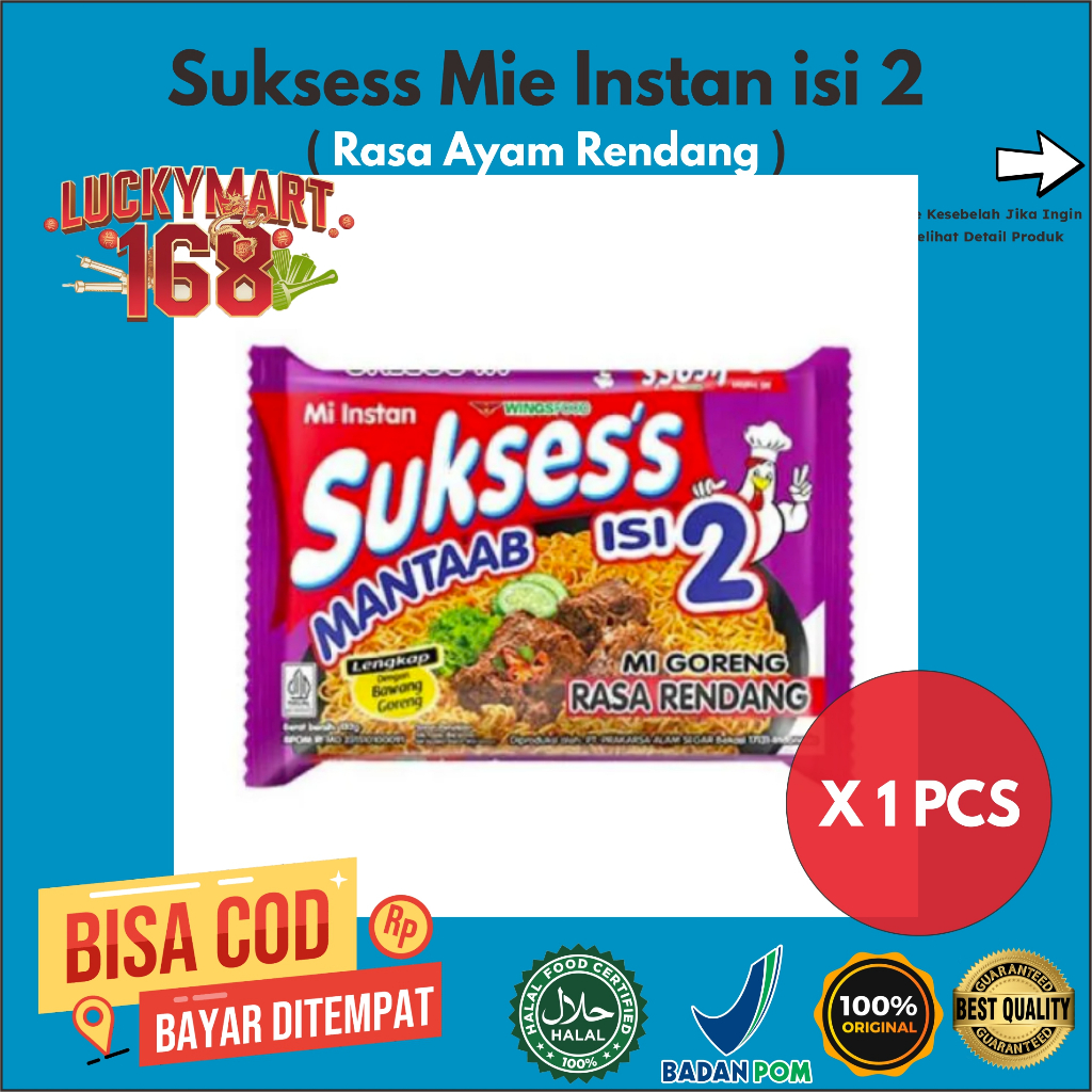 

Mi Suksess isi 2 Mie Instan Rasa Ayam Rendang 1 Pcs x 132Gr