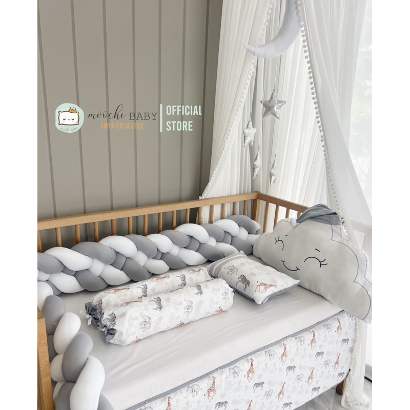 moochi bordir bedding set bumper kepang pelindung box bayi