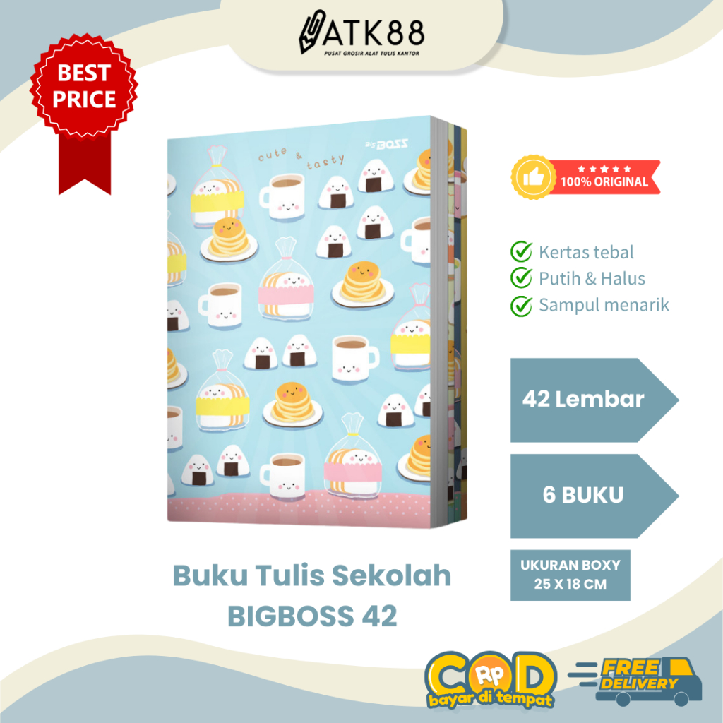 

[ATK88] Buku Tulis Anak Sekolah 1 Pack BIGBOSS 42 Lembar isi 6 pcs Original Ukuran Boxy