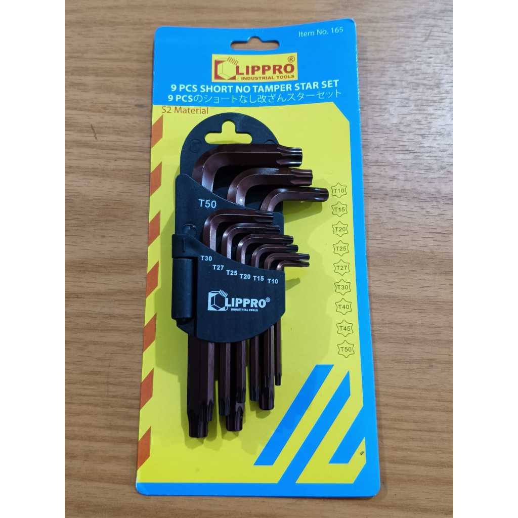 Lippro Kunci L Pendek Set 9Pcs - Kunci Short No Tamper Star Set Model Bintang T10 - T50