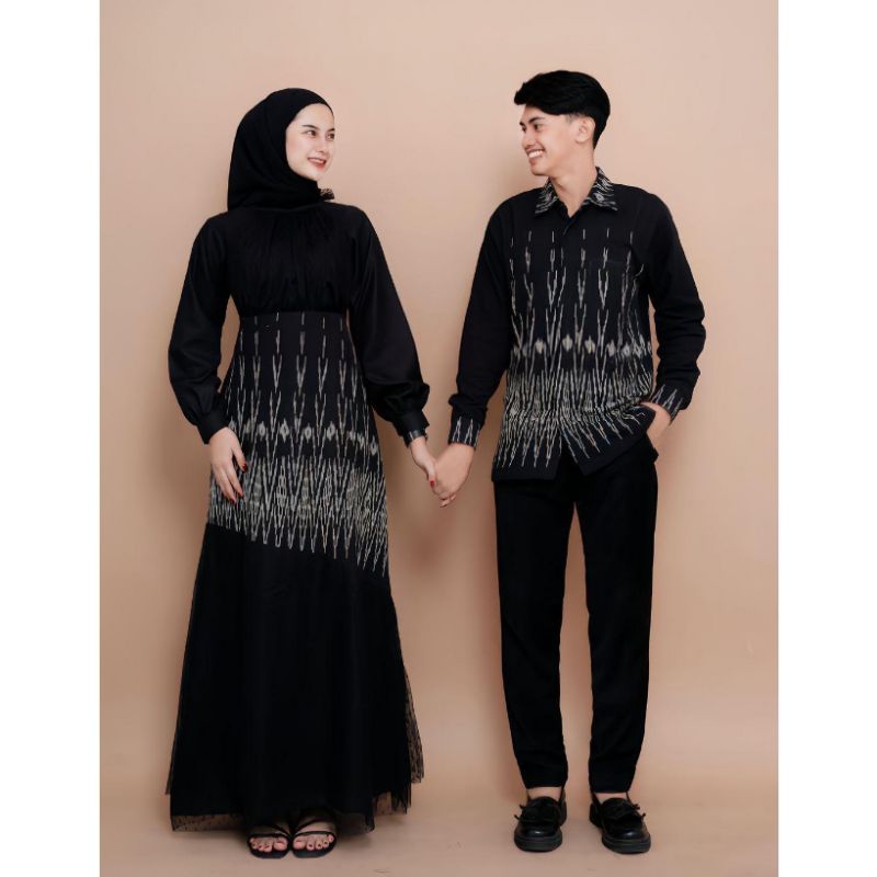 Couple Tenun Ethnik Dress Camelia X Kemeja Tenun Ethnik