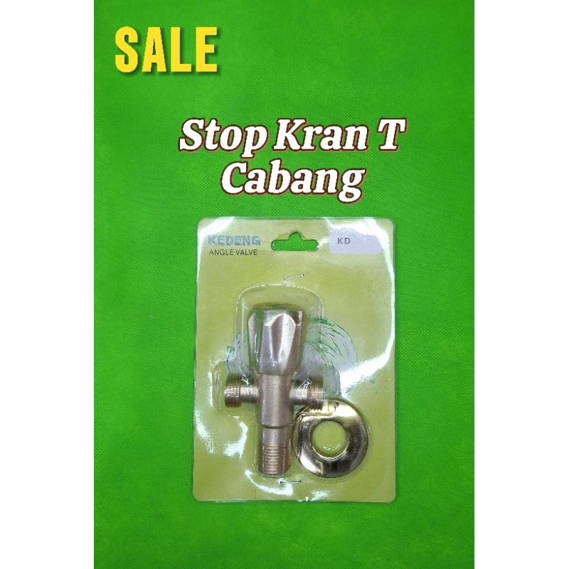 Stop Kran T 1/2 Inci Stop Kran Air Cabang Kran Closet Wastafel Setengah Inci Kuning