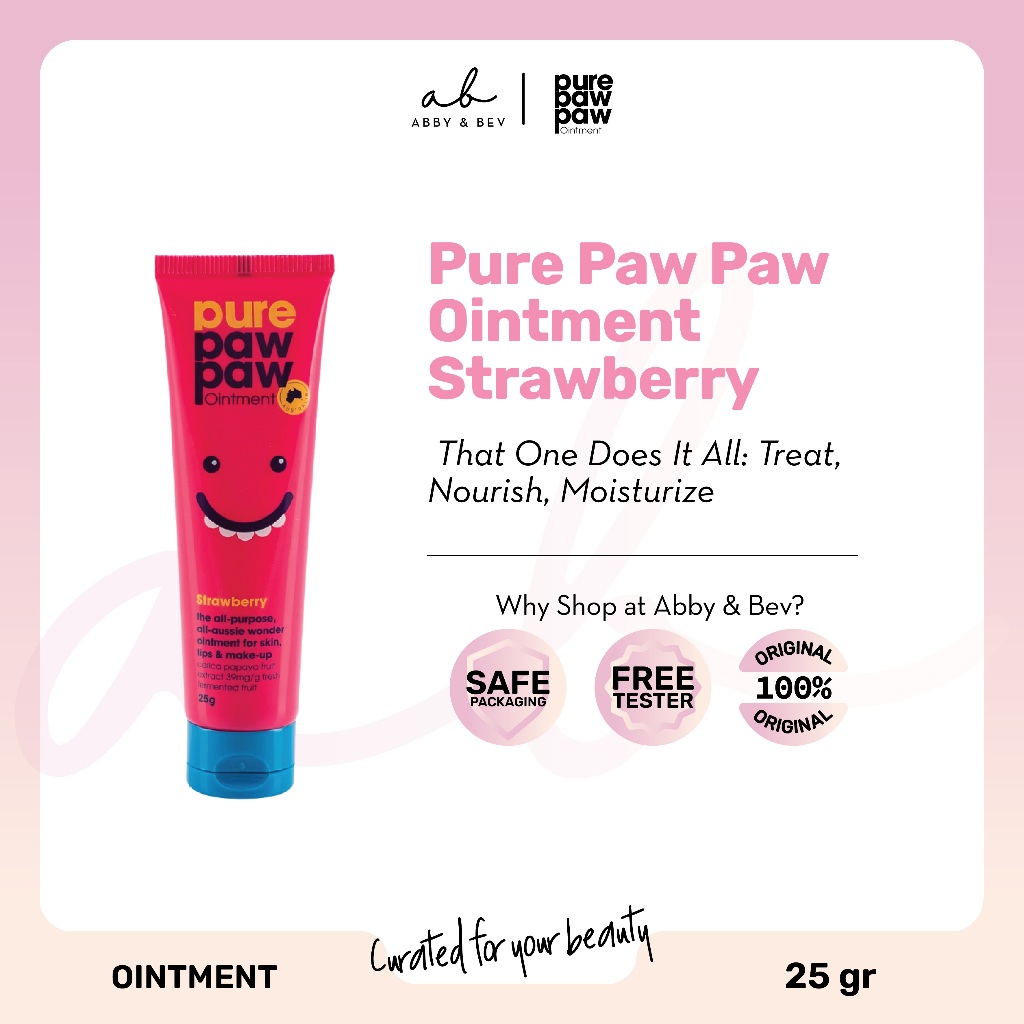 AB - Pure Paw Paw Ointment Pawpaw Strawberry [25 gr]/ Salep Gel Efektif untuk Bibir Kering, Kulit Ke