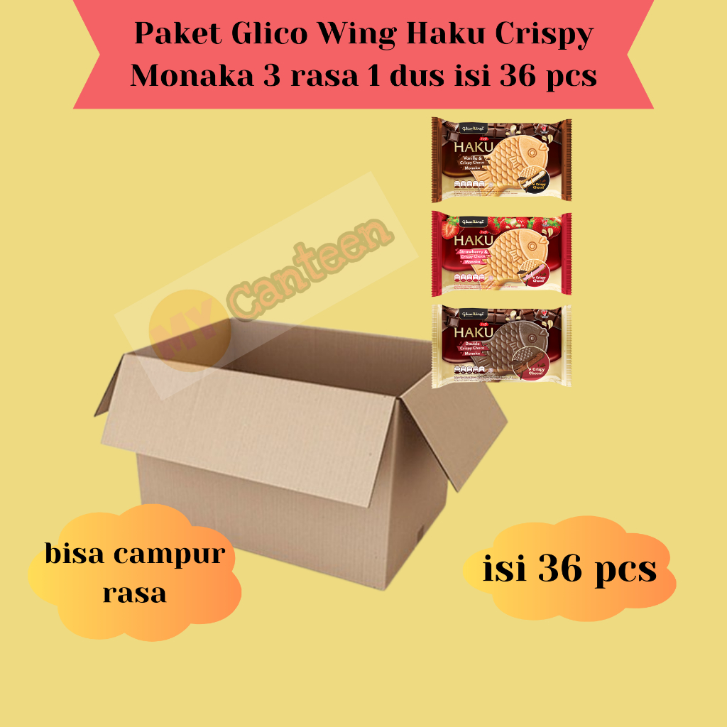 

Paket Ice Cream Glico Wings Haku Crispy Monaka 1 dus isi 36 pcs