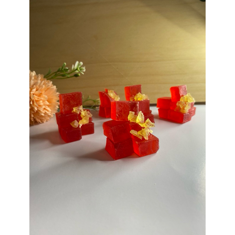 Red Square Brix Crystal / Crystal Candy Merah Bata / Premium Kohakuto / Kristal Jelly