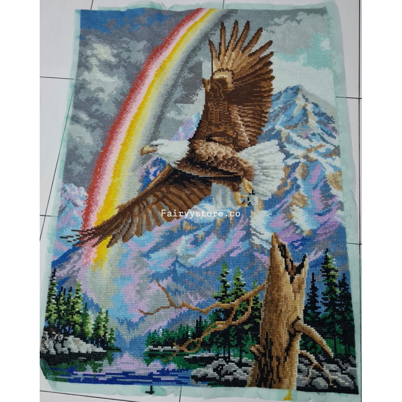 kristik cross stitch strimin hiasan dinding burung elang pemandangan