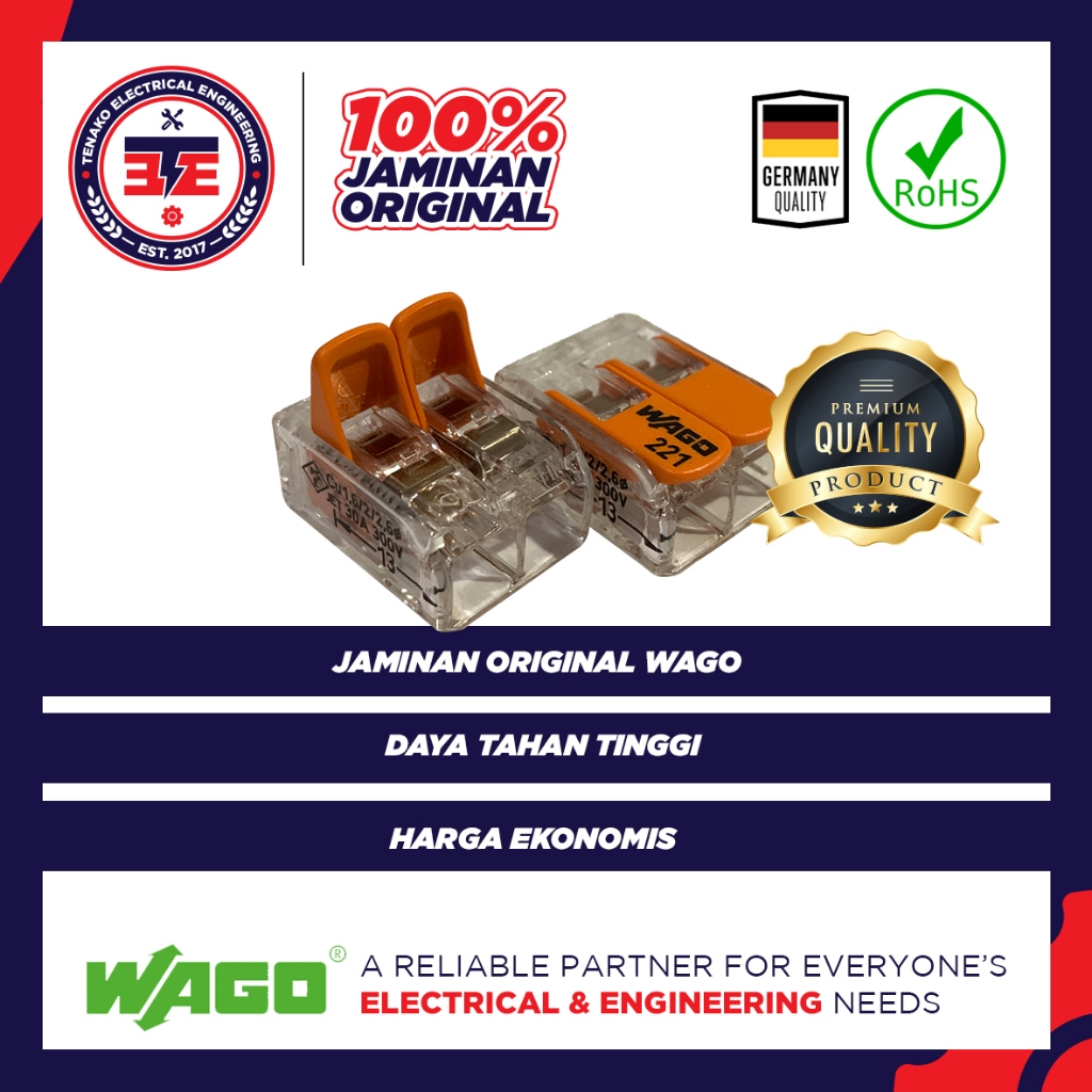 WAGO Cable Connector 221-612 Transparant Connector 2 Wire Compact Terminal Block 2 Pin Original WAGO