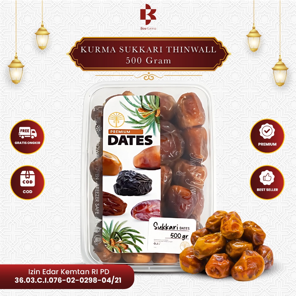 

Kurma Sukari Kemasan Thinwall 500 gram - Premium Dates