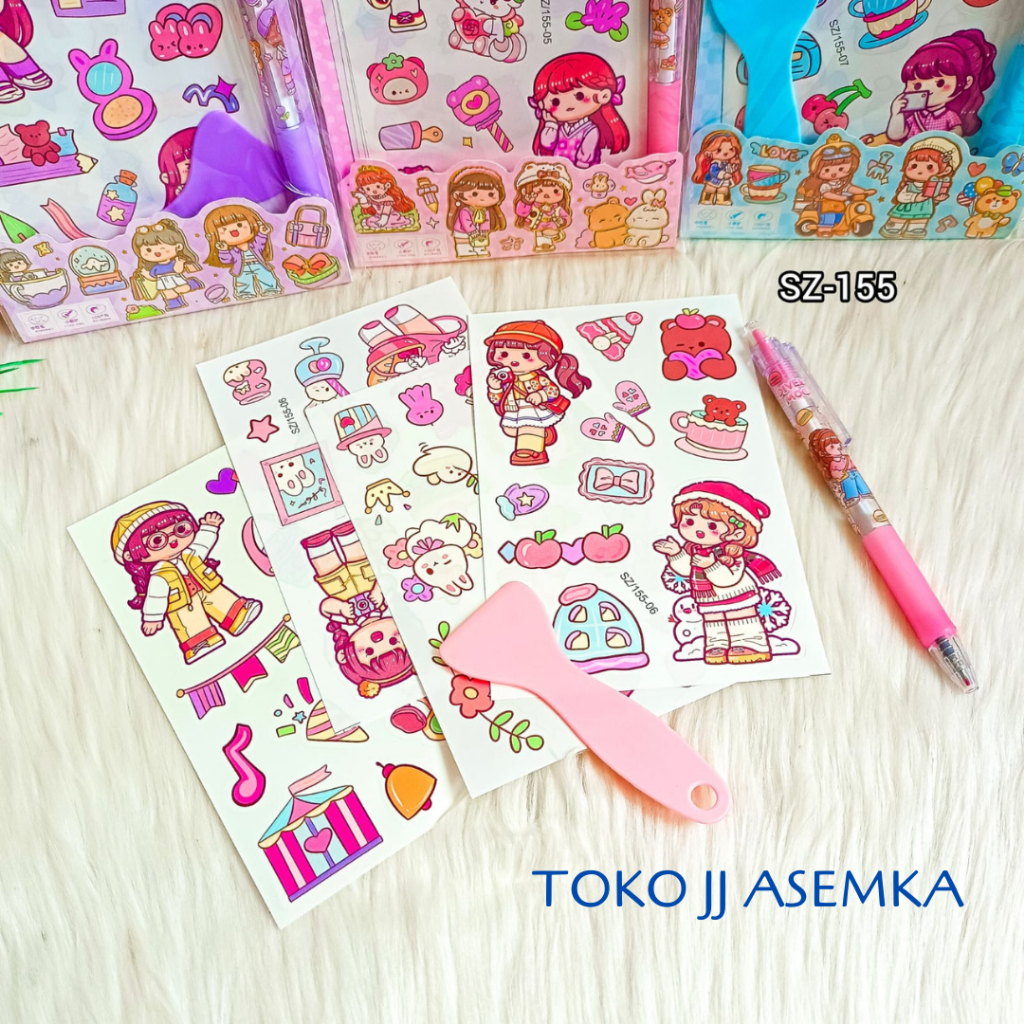 

STICKER SZ-155 STIKER TEMPEL DAPAT SPATULA PERATA DAN PULPEN TULIS JURNAL ANAK MURAH GROSIR COD