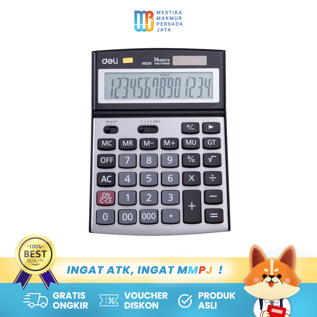 

Deli Calculator Scientific - Kalkulator Ilmiah 14 Digit Clear Display Check Dual E39229