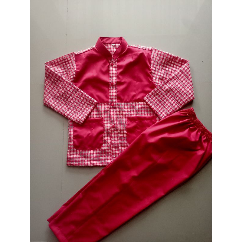 BAJU SERAGAM NGAJI TPQ ANAK LAKI LAKI MOTIF KOTAK KOTAK