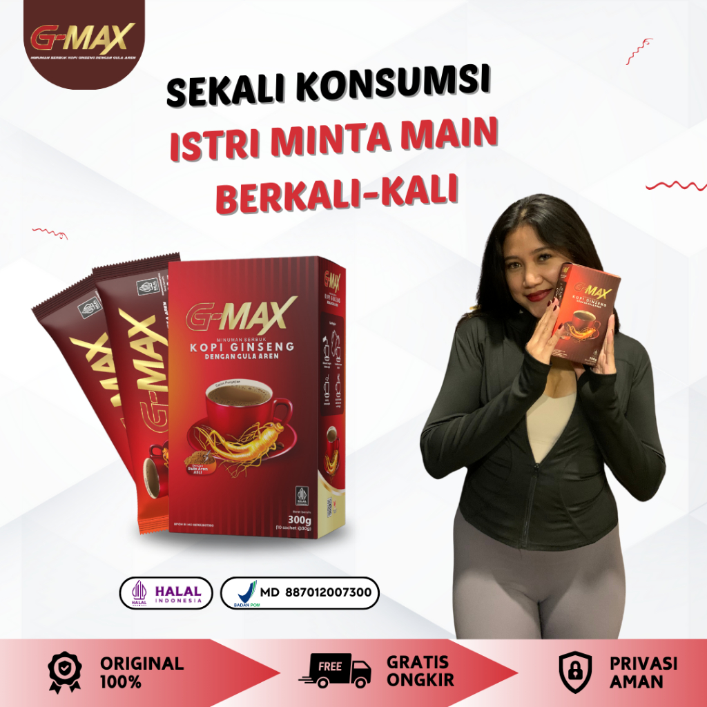 

Kopi Instan G-max Minuman Penambah Durasi Dan Energi NO1 Bpom Halal