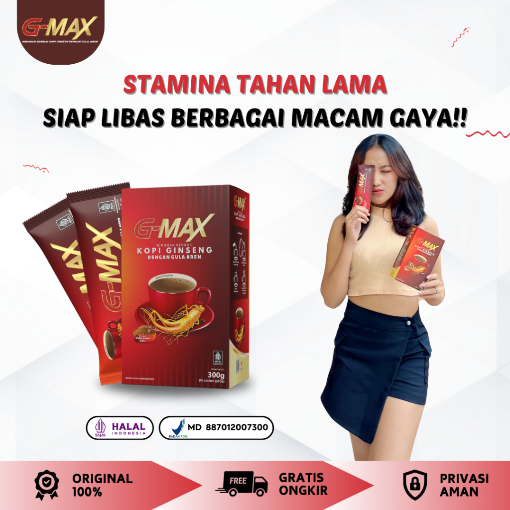 

KOPI G MAX - Kopi Gingseng Stamina Pria 1 Box isi 10 sachet Original Herbal Alami Berkualitas