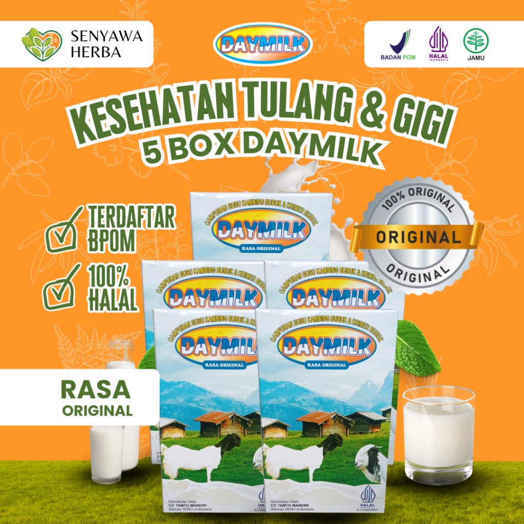 

PAKET 5 BOX SUSU DAYMILK ORIGINAL – Susu Kambing Etawa 200gr, Sehatkan Tulang, Sendi, Lambung